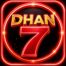 Dhan7 gamE app logo with glowing red neon number 7 and circular highlighted border on dark background